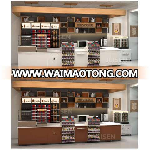 wood counter top and steel structure commercial coffee shop counter design